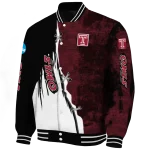 temple owls torn texture print red black varsity jacket best selling