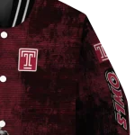 temple owls torn texture print red black varsity jacket best selling