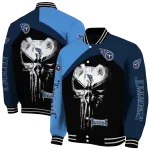 tennessee titans edgy mask navy black varsity jacket best selling