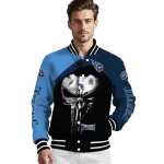 tennessee titans edgy mask navy black varsity jacket best selling