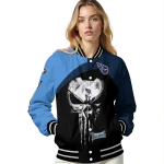 tennessee titans edgy mask navy black varsity jacket best selling