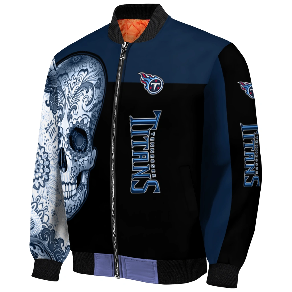 tennessee titans intricate skull navy black bomber jacket fashion forward tennessee titans intricate skull navy black bomber jacket fashion forward