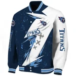 tennessee titans ripped bolt navy white varsity jacket best selling