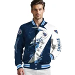 tennessee titans ripped bolt navy white varsity jacket best selling
