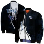 tennessee titans ripped grunge style navy black bomber jacket best selling