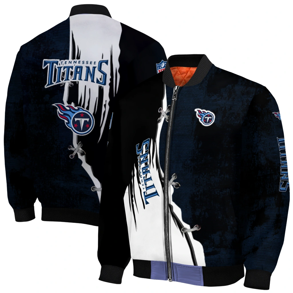 tennessee titans ripped grunge style navy black bomber jacket best selling tennessee titans ripped grunge style navy black bomber jacket best selling