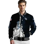 tennessee titans ripped grunge style navy black varsity jacket best selling
