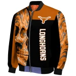 texas longhorns fire skull orange black bomber jacket best selling