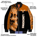 texas longhorns fire skull orange black bomber jacket best selling