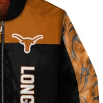 texas longhorns fire skull orange black bomber jacket best selling