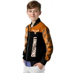 texas longhorns fire skull orange black bomber jacket best selling