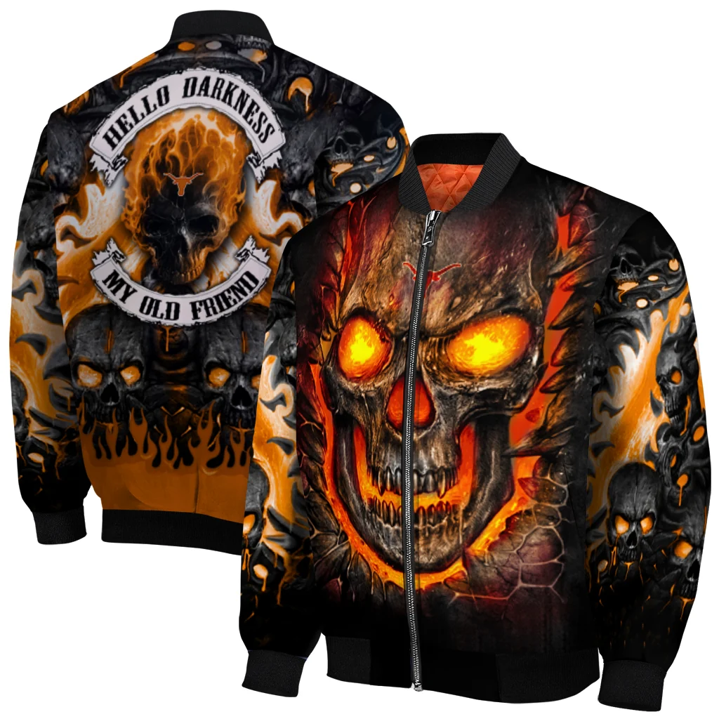 texas longhorns inferno skull orange black bomber jacket best selling texas longhorns inferno skull orange black bomber jacket best selling