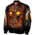 texas longhorns inferno skull orange black bomber jacket best selling
