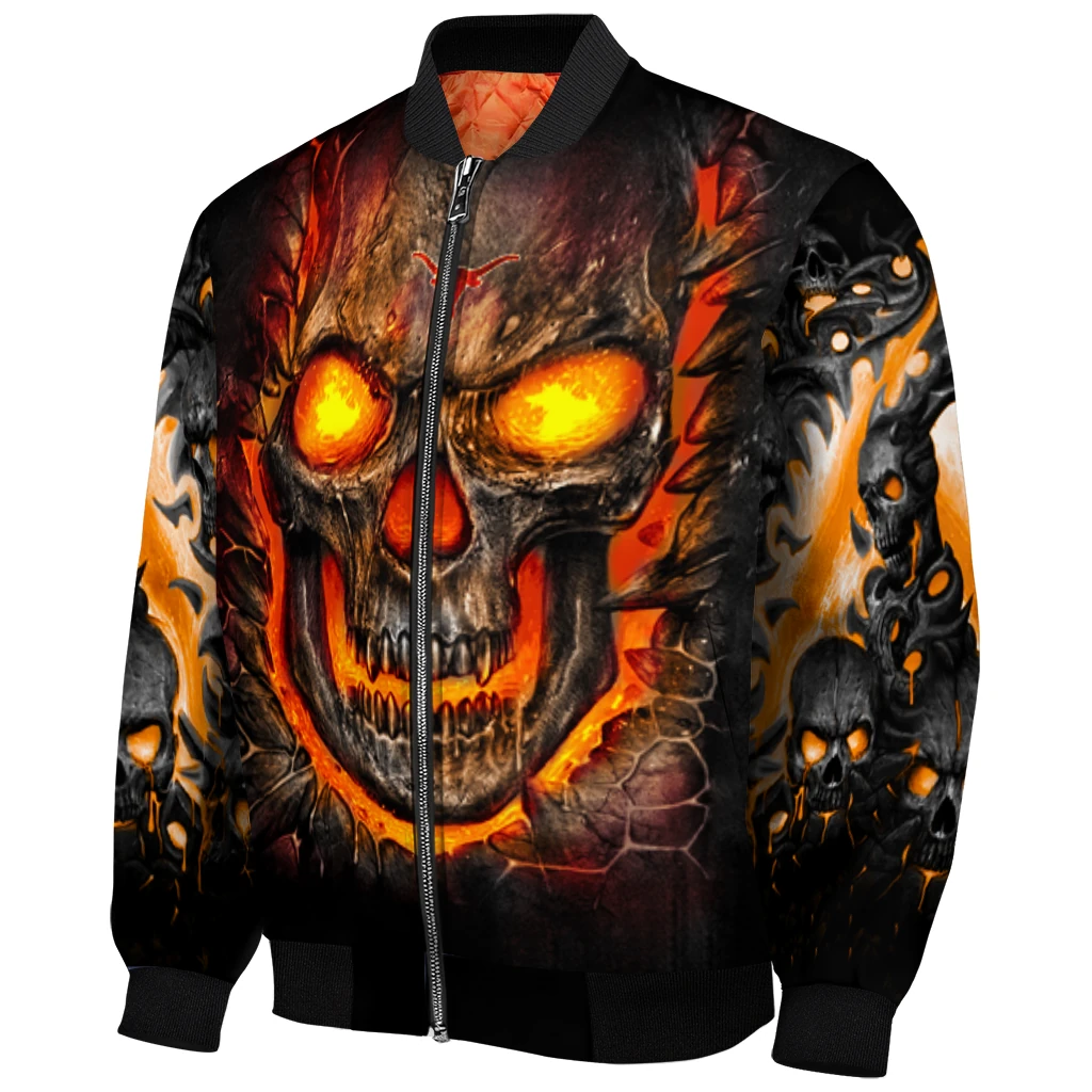 texas longhorns inferno skull orange black bomber jacket fashion forward texas longhorns inferno skull orange black bomber jacket fashion forward