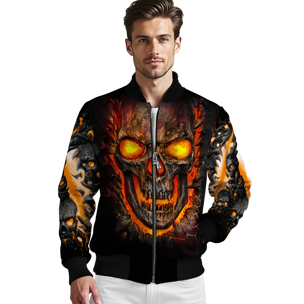 texas longhorns inferno skull orange black bomber jacket high quality texas longhorns inferno skull orange black bomber jacket high quality