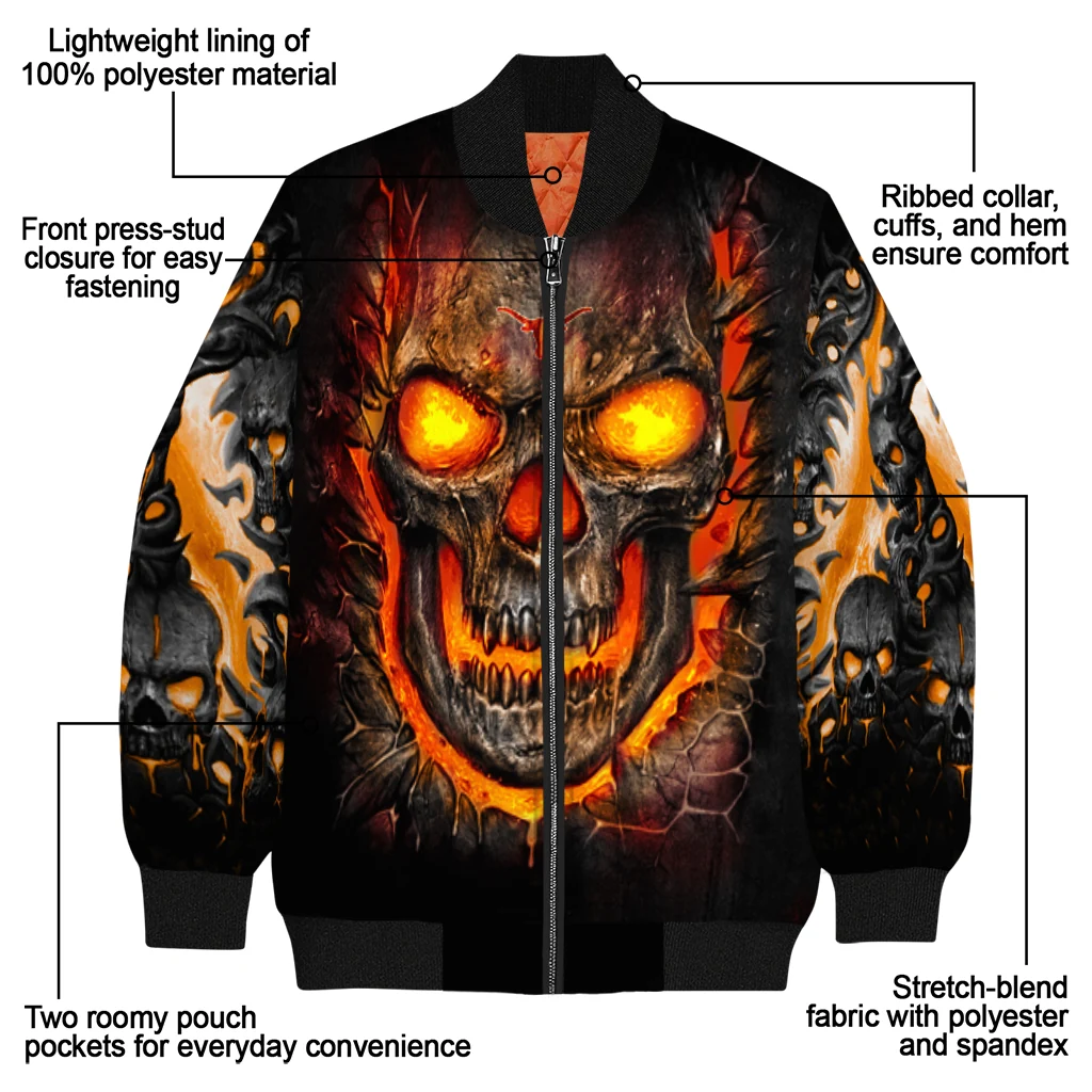 texas longhorns inferno skull orange black bomber jacket new arrival texas longhorns inferno skull orange black bomber jacket new arrival