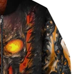 texas longhorns inferno skull orange black bomber jacket best selling