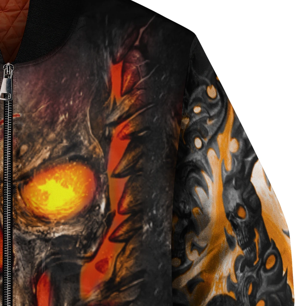 texas longhorns inferno skull orange black bomber jacket premium grade texas longhorns inferno skull orange black bomber jacket premium grade