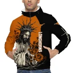 texas longhorns jesus roses orange black windbreaker jacket best selling