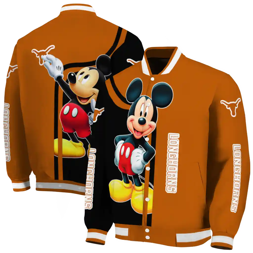 texas longhorns mickey mouse orange varsity jacket fashion forward texas longhorns mickey mouse orange varsity jacket fashion forward