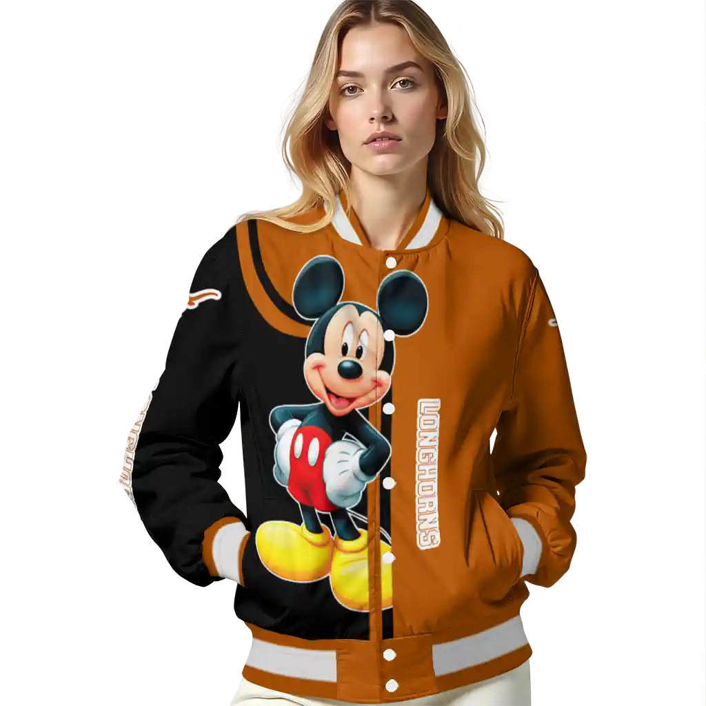 texas longhorns mickey mouse orange varsity jacket latest model texas longhorns mickey mouse orange varsity jacket latest model
