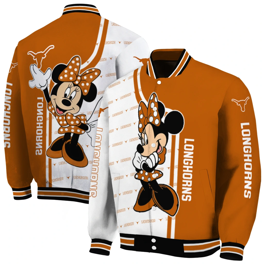 texas longhorns minnie mouse orange varsity jacket fashion forward texas longhorns minnie mouse orange varsity jacket fashion forward