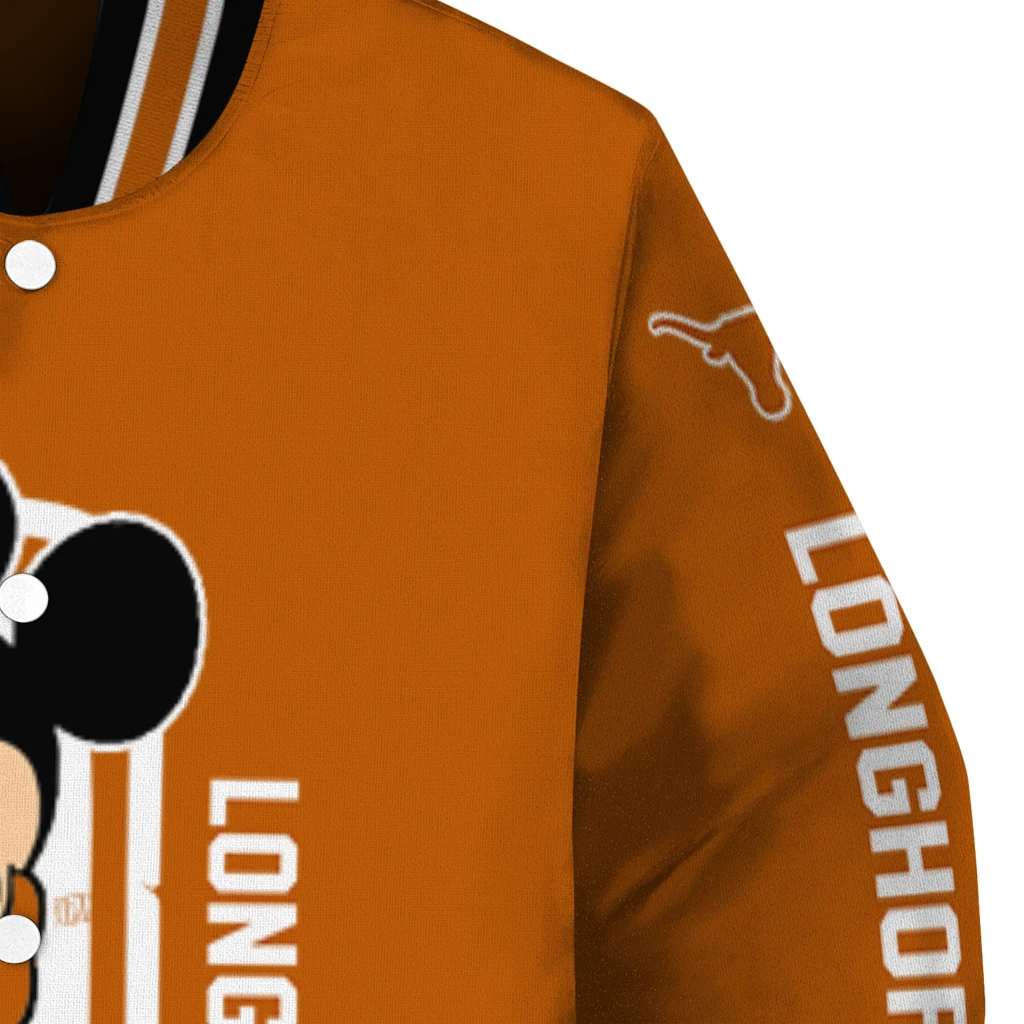 texas longhorns minnie mouse orange varsity jacket premium grade texas longhorns minnie mouse orange varsity jacket premium grade