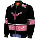 texas longhorns pink ribbon black pink bomber jacket best selling