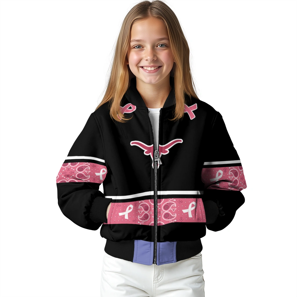 texas longhorns pink ribbon black pink bomber jacket top rated texas longhorns pink ribbon black pink bomber jacket top rated