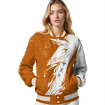 texas longhorns ripped bolt orange white varsity jacket best selling