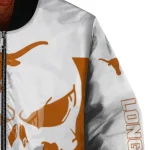 texas longhorns skull outline orange white bomber jacket best selling