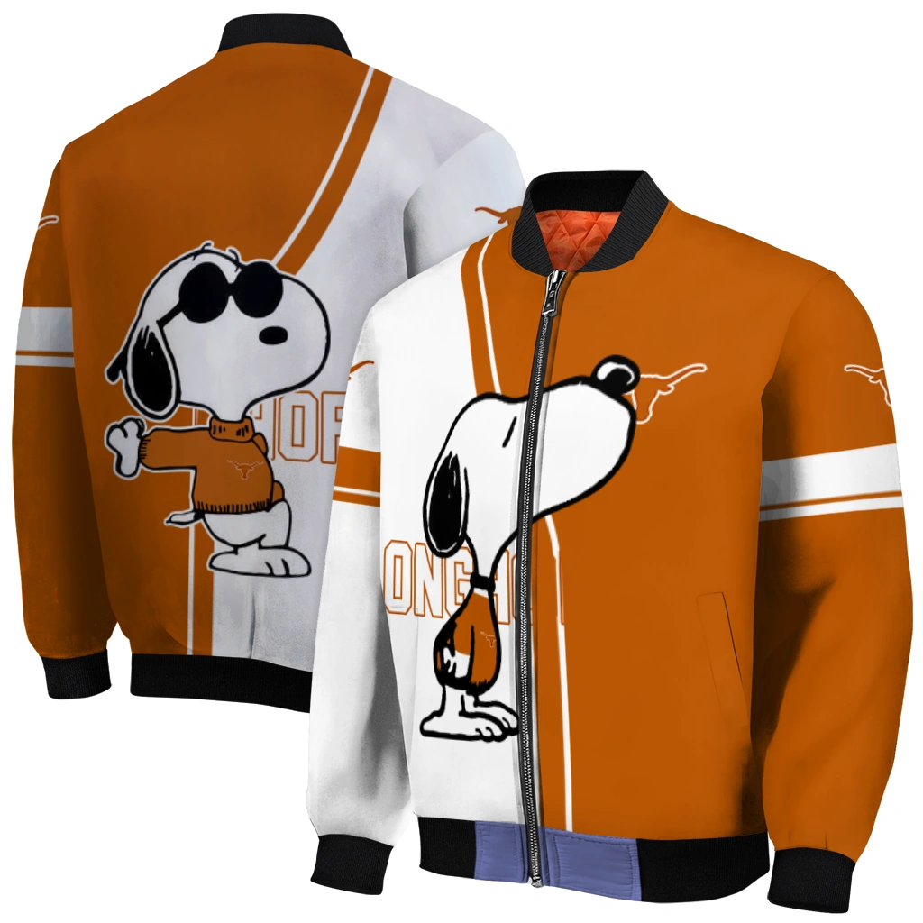 texas longhorns snoopy attitude orange bomber jacket best selling texas longhorns snoopy attitude orange bomber jacket best selling