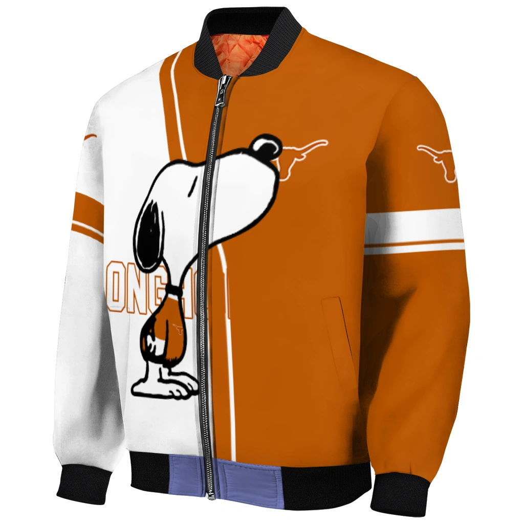 texas longhorns snoopy attitude orange bomber jacket fashion forward texas longhorns snoopy attitude orange bomber jacket fashion forward