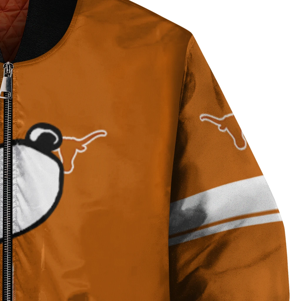 texas longhorns snoopy attitude orange bomber jacket premium grade texas longhorns snoopy attitude orange bomber jacket premium grade