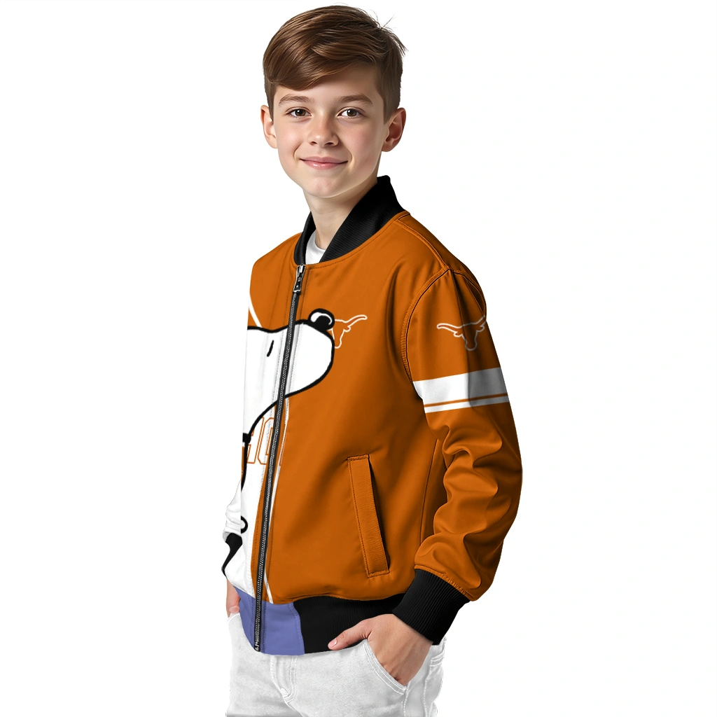 texas longhorns snoopy attitude orange bomber jacket trendy texas longhorns snoopy attitude orange bomber jacket trendy