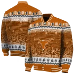 texas longhorns snowy pines orange varsity jacket best selling