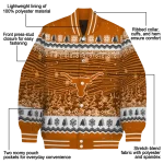texas longhorns snowy pines orange varsity jacket best selling