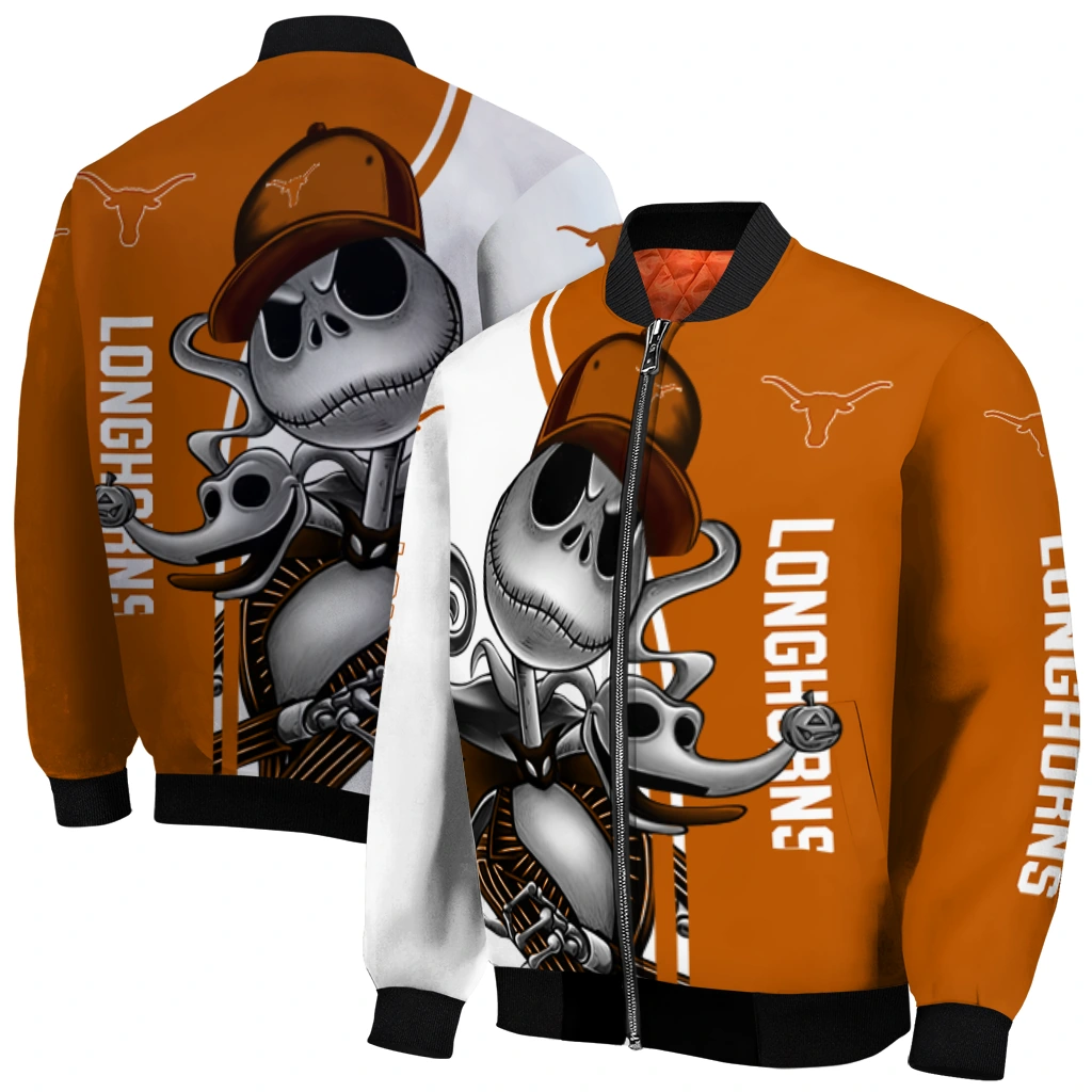 texas longhorns spooky grin orange bomber jacket best selling texas longhorns spooky grin orange bomber jacket best selling