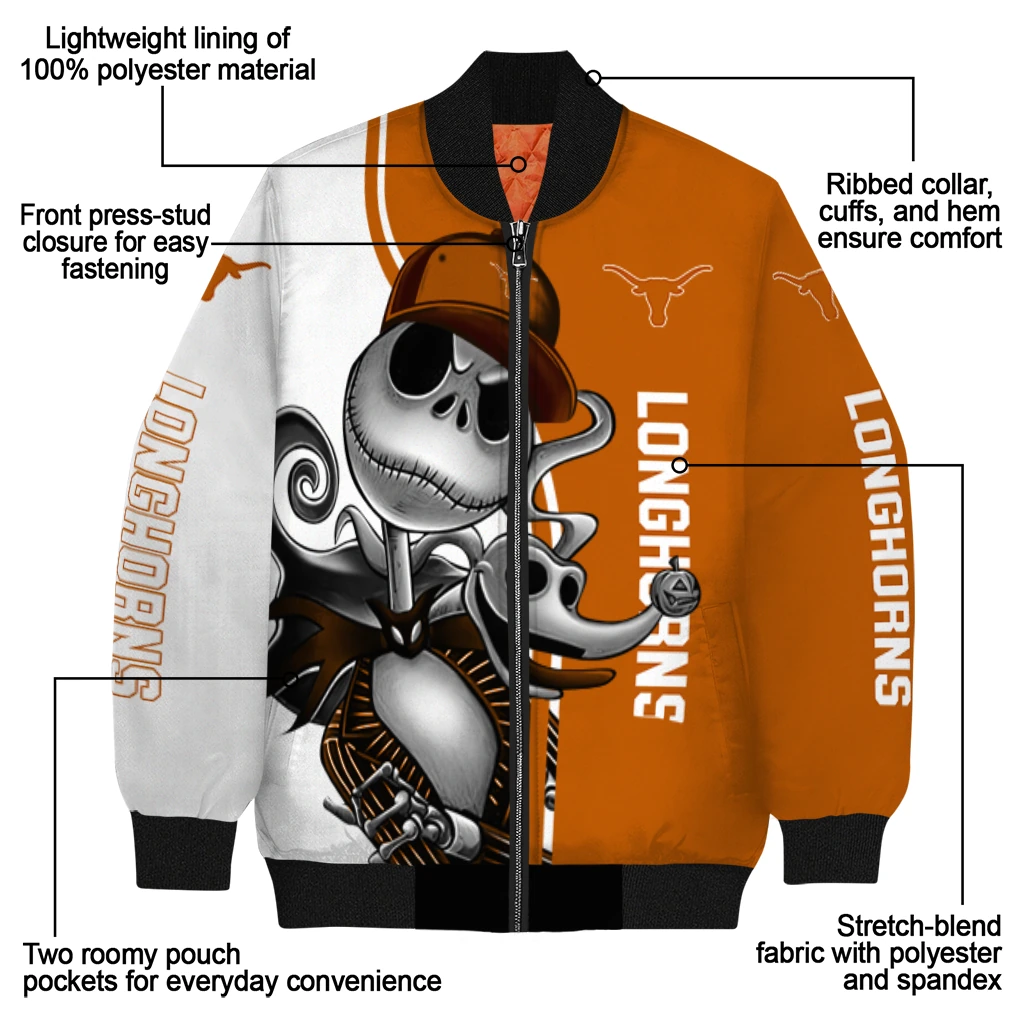 texas longhorns spooky grin orange bomber jacket new arrival texas longhorns spooky grin orange bomber jacket new arrival