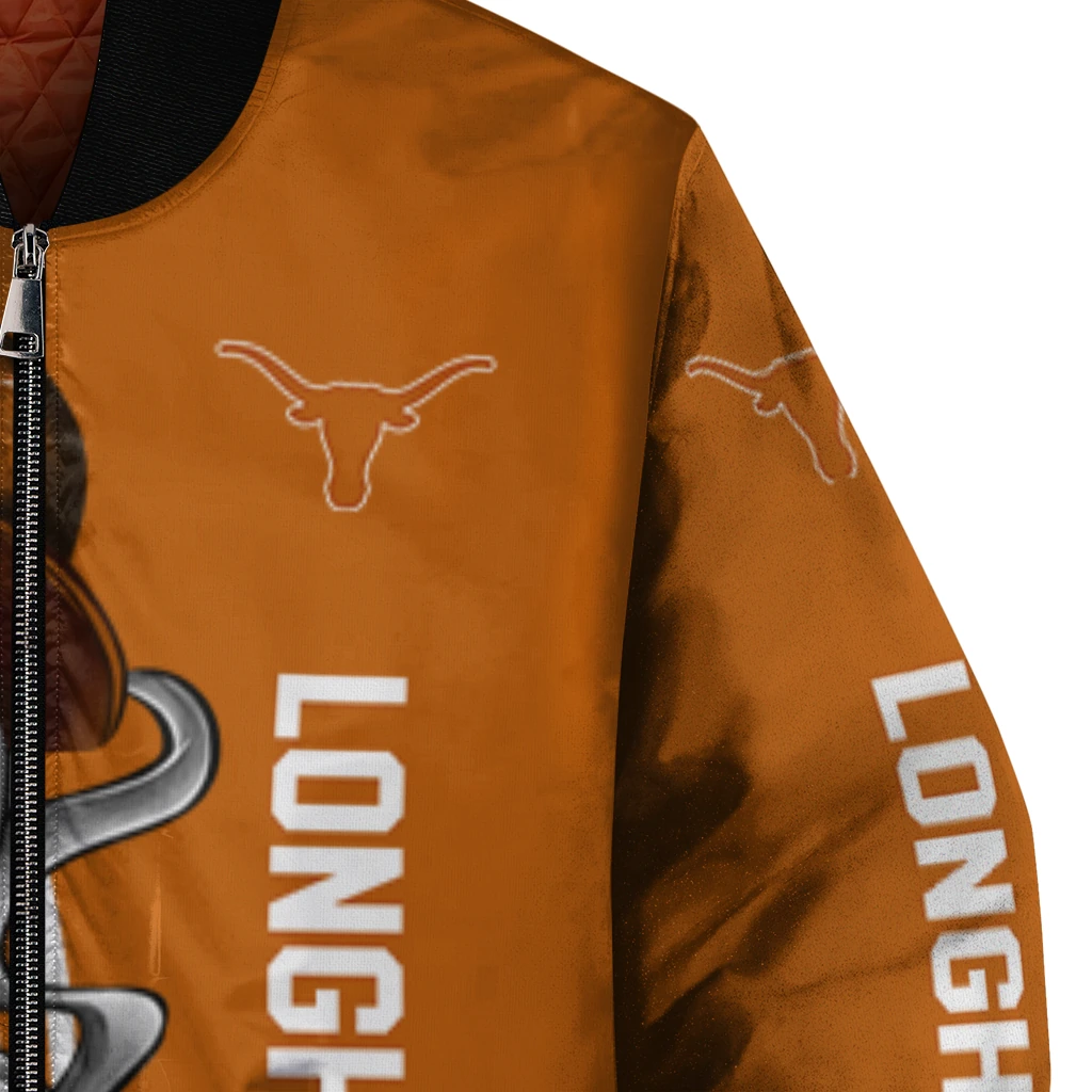 texas longhorns spooky grin orange bomber jacket premium grade texas longhorns spooky grin orange bomber jacket premium grade