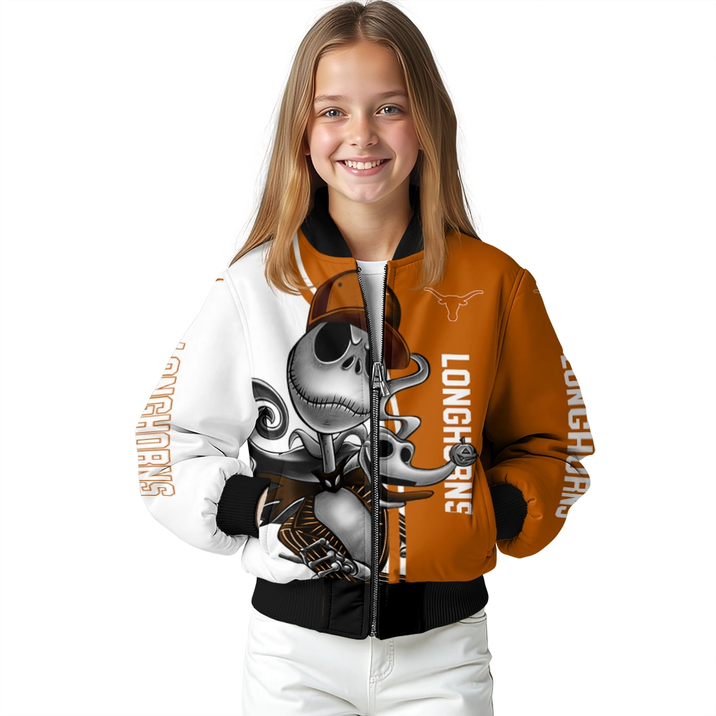 texas longhorns spooky grin orange bomber jacket top rated texas longhorns spooky grin orange bomber jacket top rated