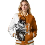texas longhorns spooky grin orange varsity jacket best selling