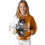 texas longhorns spooky grin orange varsity jacket best selling