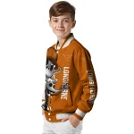 texas longhorns spooky grin orange varsity jacket best selling