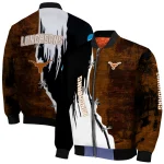 texas longhorns torn texture print orange black bomber jacket best selling