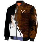texas longhorns torn texture print orange black bomber jacket best selling