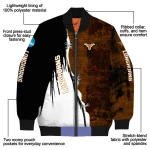 texas longhorns torn texture print orange black bomber jacket best selling