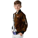 texas longhorns torn texture print orange black bomber jacket best selling
