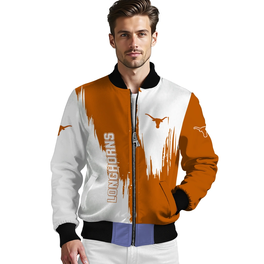 texas longhorns urban mark orange bomber jacket high quality texas longhorns urban mark orange bomber jacket high quality