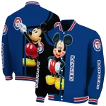 texas rangers mickey mouse blue varsity jacket best selling